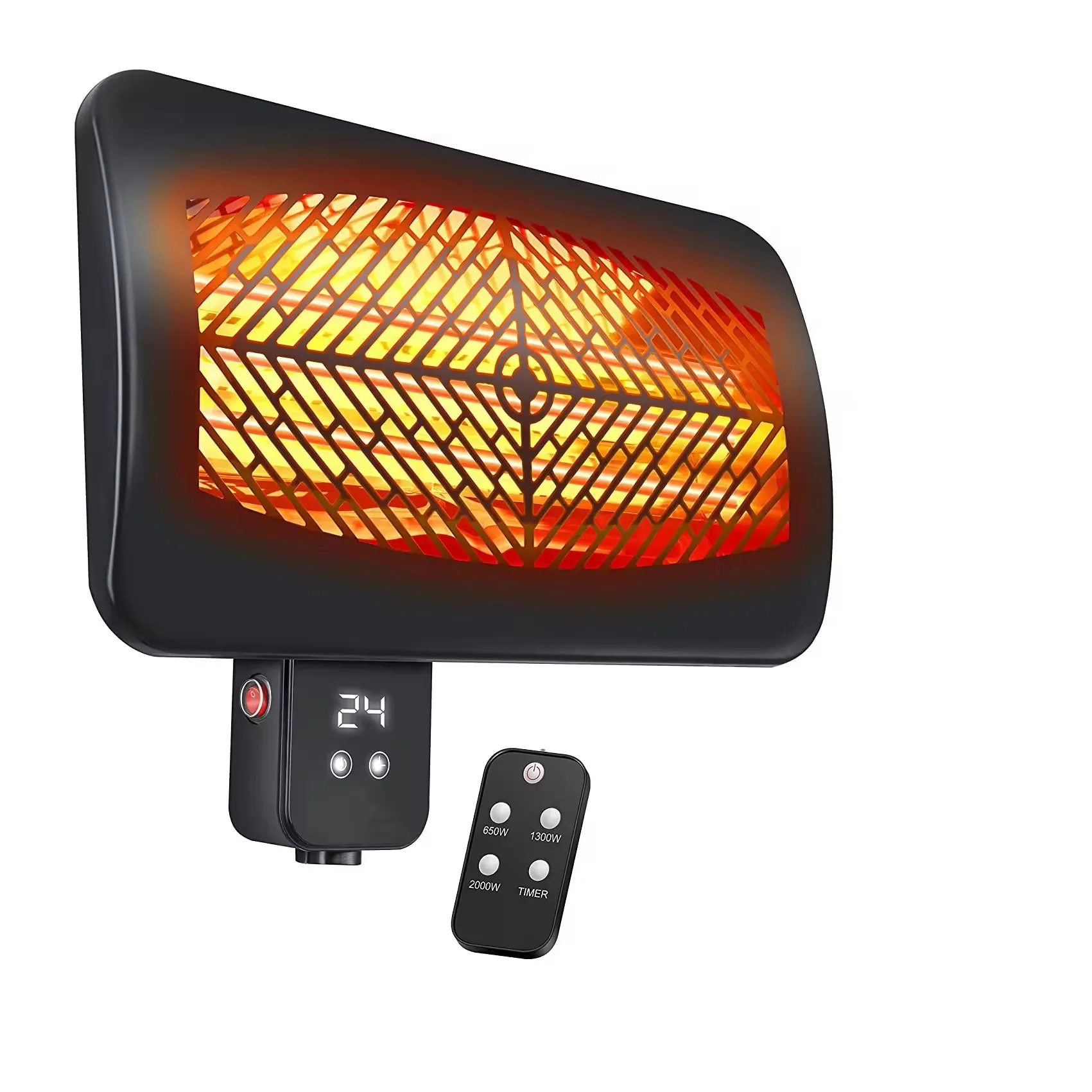 Quartz Tube Outdoor Patio Garden Wall Mounted Heater 2000W Electric Heater with Remote Control
