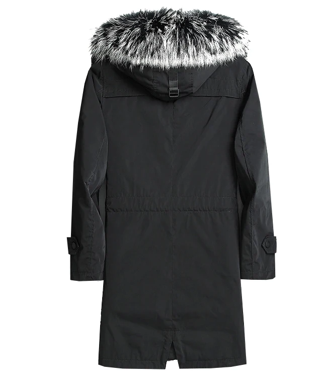 Long parker jacket mink liner  raccoon fur collarfur fashionable parka jacket