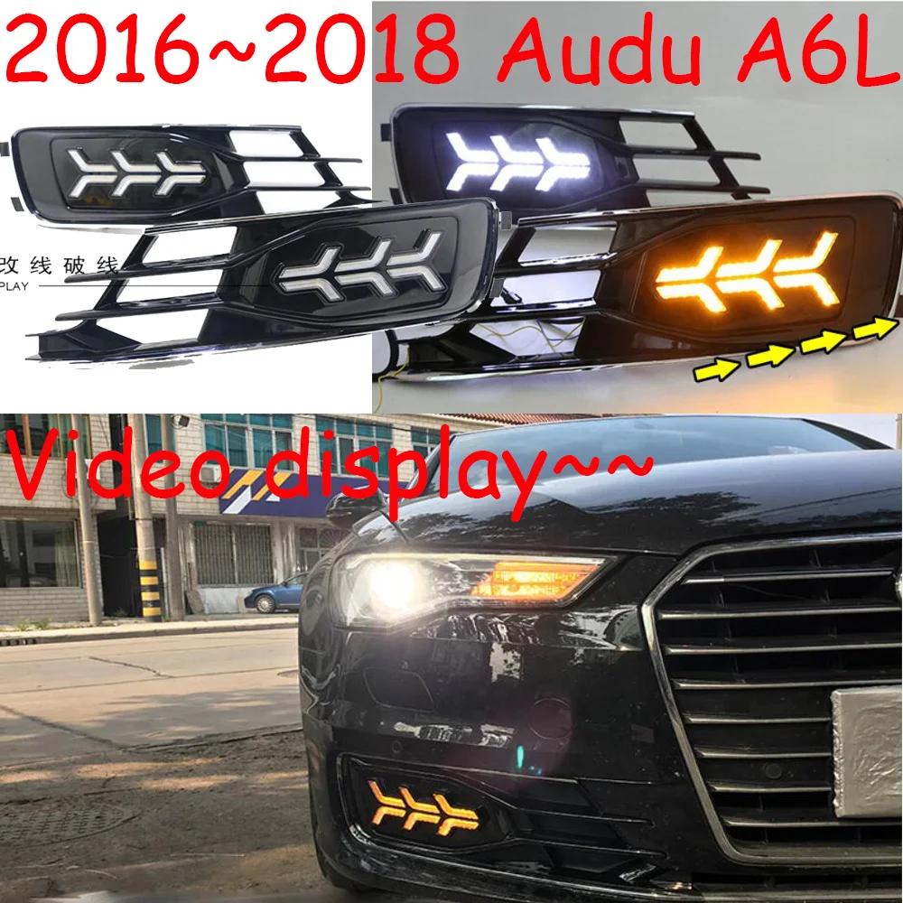 Динамический автомобильный бампер A6, фара для Audi A6L, дневные огни 2016 ~ 2018y DRL, автомобильные аксессуары, светодиодная фара A6, противотуманные фары