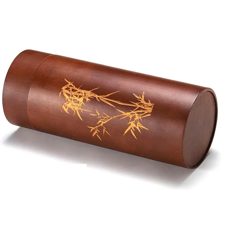 Fancy Round Wood Lid Cylinder Boxes Tube Packaging Paper for Tea Coffee Bamboo Box Round Sunglasses Bamboo Box