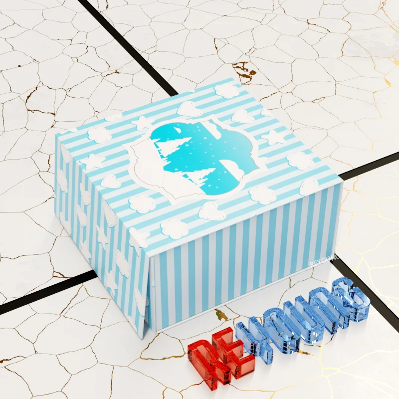 Christmas Decoration Gift Carton Christmas Eve Candy Chocolat Mug Packaging Folding Magnetic Gift Box With Santa