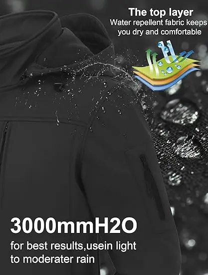 softshell jacket custom With Removable  Fleece Lined and Water Repellent Outdoor Reflective Coat mens jackets