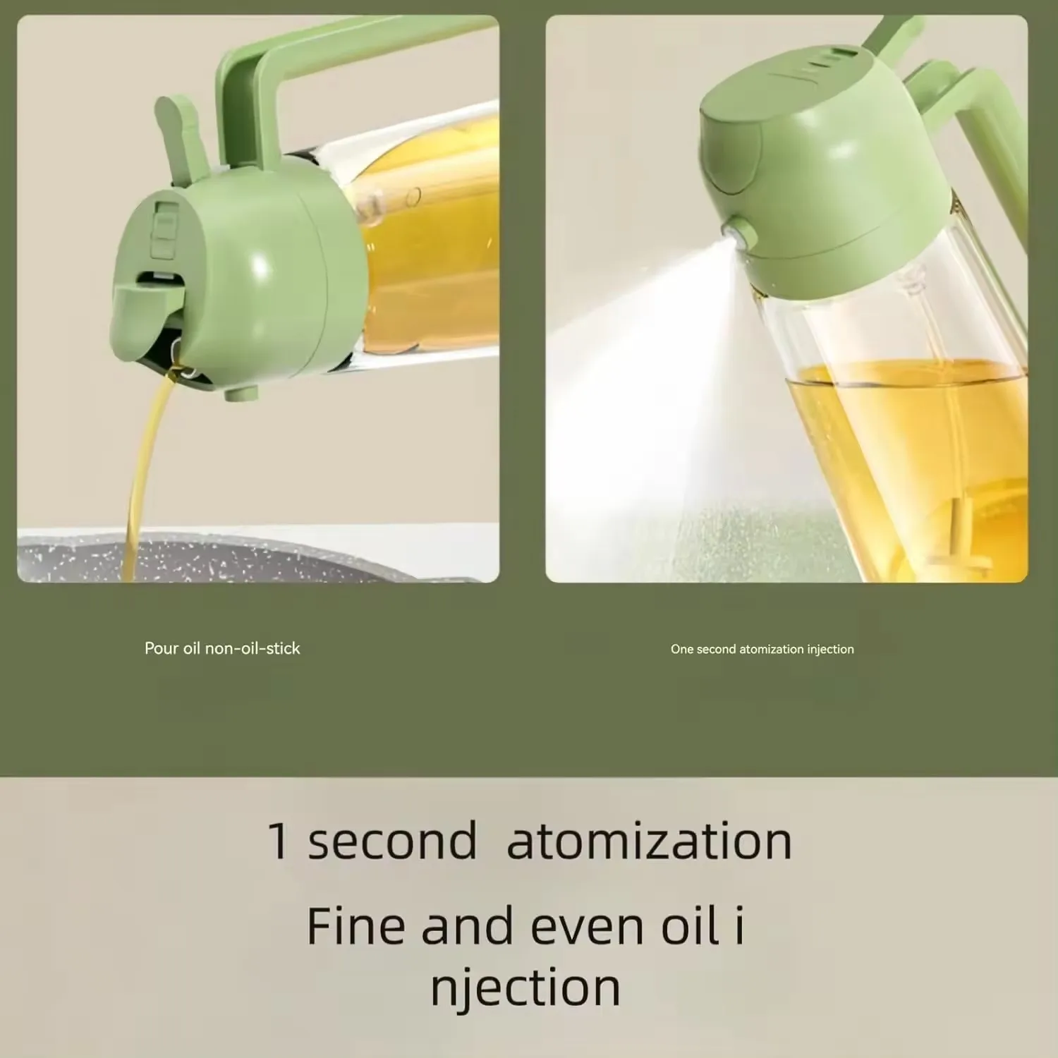 2024 New Design 470ml Kitchen 2-in-1 Glass Oil Dispenser and Olive Oil Bottle Spray/Invert Integrated Oil Pot