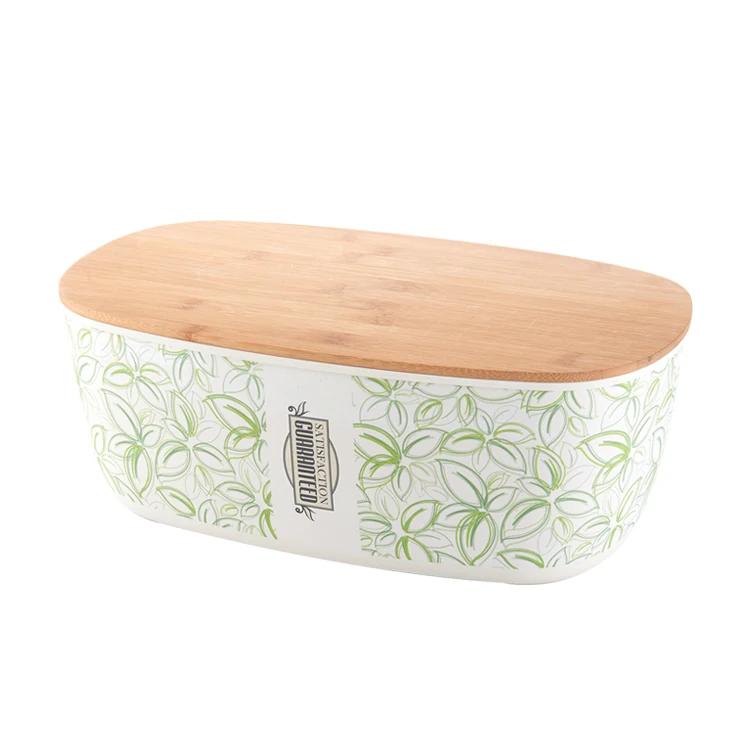 
Joyhome eco friendly Customized bamboo fiber bread bin box with bamboo lid bento lunch box 