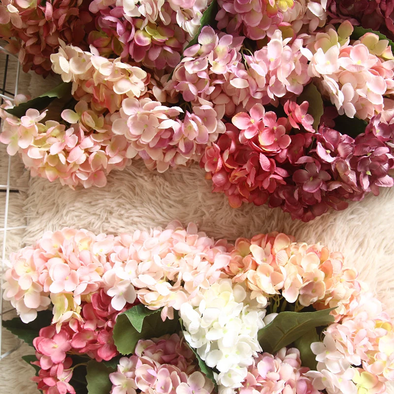 Factory custom color wholesale artificial hydrangea head flowers hydrangea for wedding centerpieces decoration