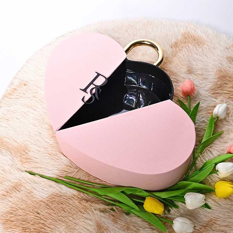 Heart shape valentines chocolate rose gift box packaging carton flower paper boxes for flower