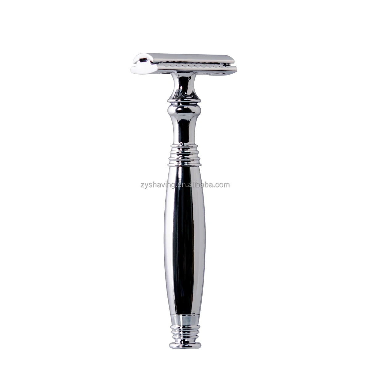 ZY Shaivng Safety Razor with Silver Long Handle Double Edge Safety Razor for Men High end Shave Razor Male Grooming Present