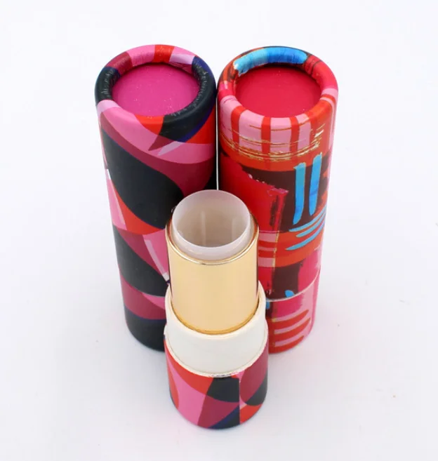 
Mini custom design cardboard packaging tube container for lipsticks paper lipstick balm paper 