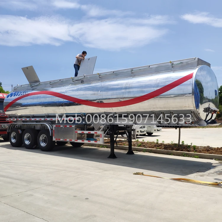 new and used 2/3 axles mirror aluminium ally tank semi trailer liquid fuel tanker truck trailer for transport