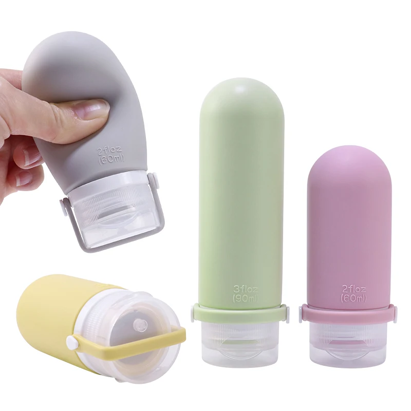 Leak-proof and Adorable TSA-approved Travel Squeeze Toiletly Bottles Reusable Lightweight Silicone Squeeze Soap Lotion Bottle