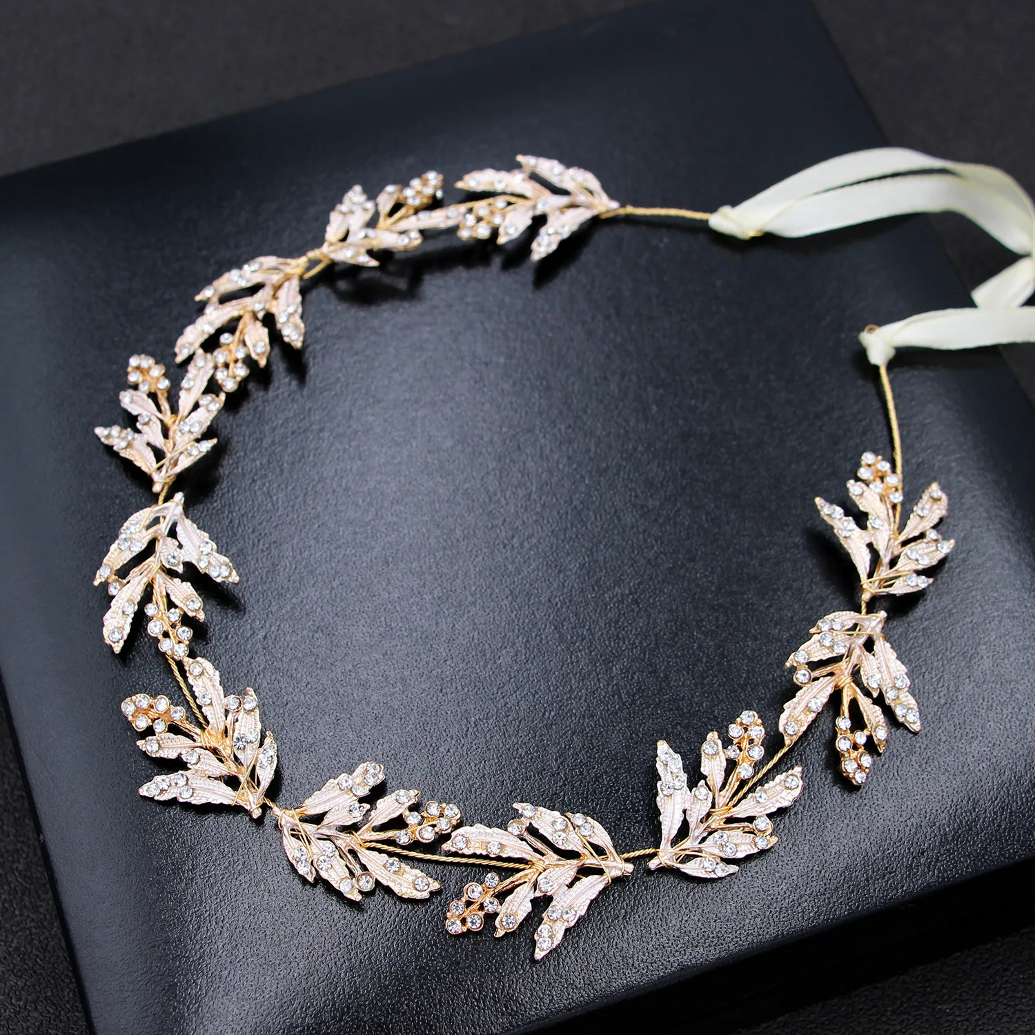 ML1209 Fashion Bridal Gold Leaves Headband Handmade Leaves Hairband Wedding Headdress