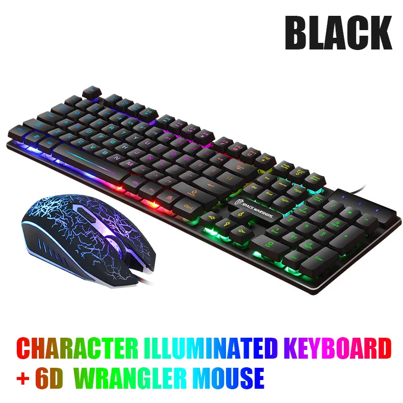 Best-Selling Backlit 108 Keys Wired And Mouse Set Desktop Computer Game Keyboard