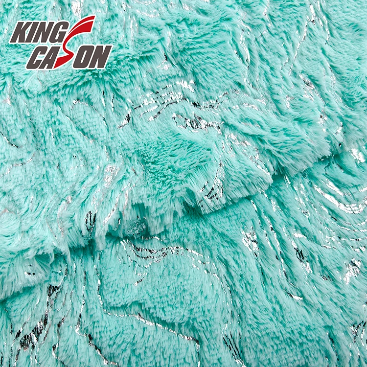 KINGCASON Chinese Manufacturer Anti-Wrinkle one-sided Stamping Hot Silver 100 polyester PV Fleece Fabric For Blanket