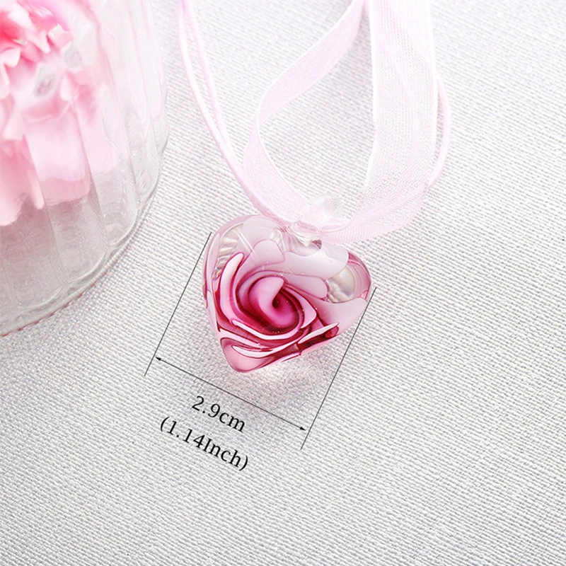 Handmade Murano Italy Millefiori Inspiration Flower Glass Heart Necklace Pendant Crafts Jewelry Lampwork Wholesale BHQ003