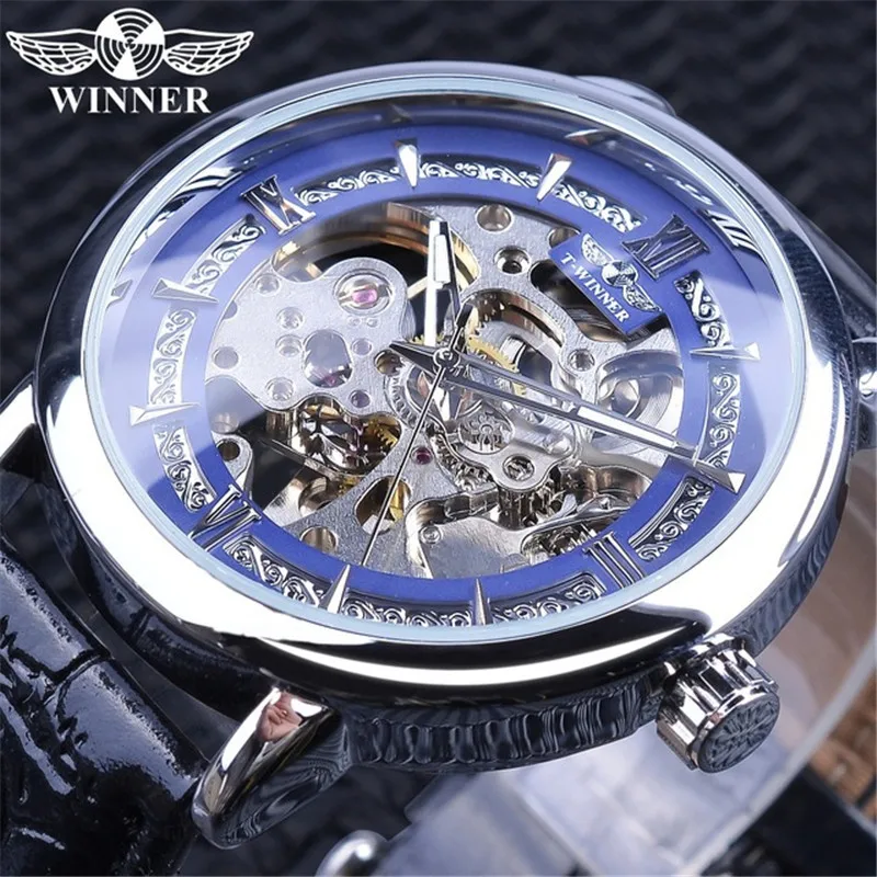 Winner 2021Top Brand Royal Luxury Gear Movement Design Open Work Clock Mens Automatic Fashion Wrist Watch Male Skeleton Watches