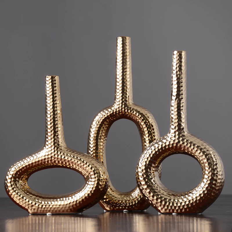 New arrival nordic home decor ceramic silver/gold plated geometric figure ceramic crafts for gift