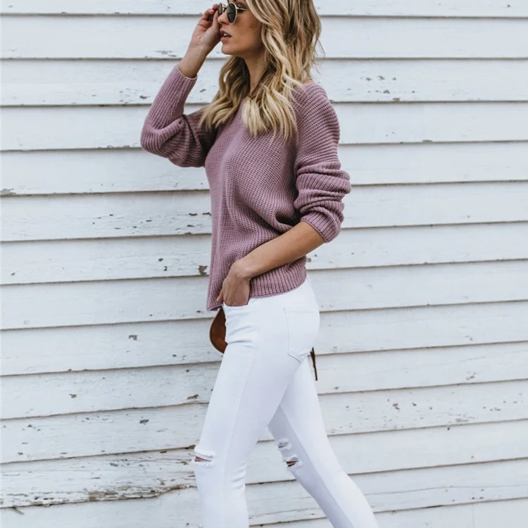 2021 Knitted Off the Shoulder Cropped Fashion Ladies Sexy Fall Winter Lady Sweater Women