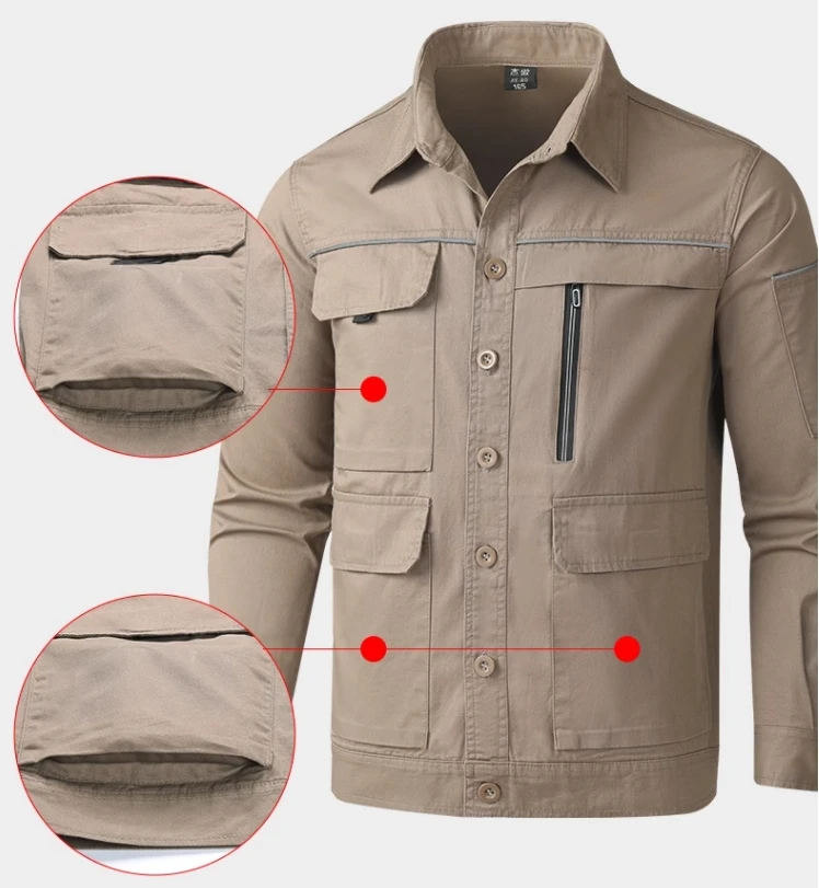 Cotton long sleeve shirt male summer welder wear anti-ironing labor protection suit shirt coat