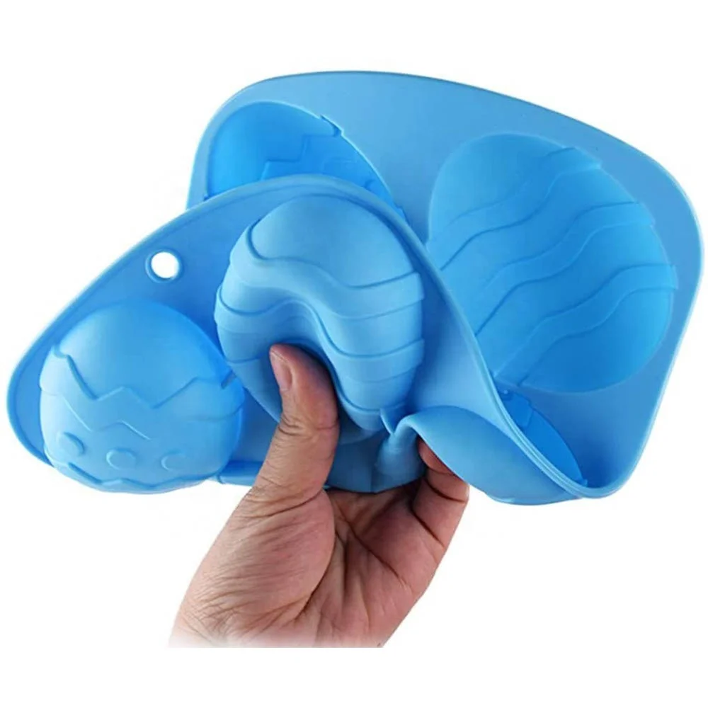 6 Cavity Small Easter Egg Shaped Silicone Mold 3D Cake Mold Muffin Chocolate Cookie Baking Mould Random Color