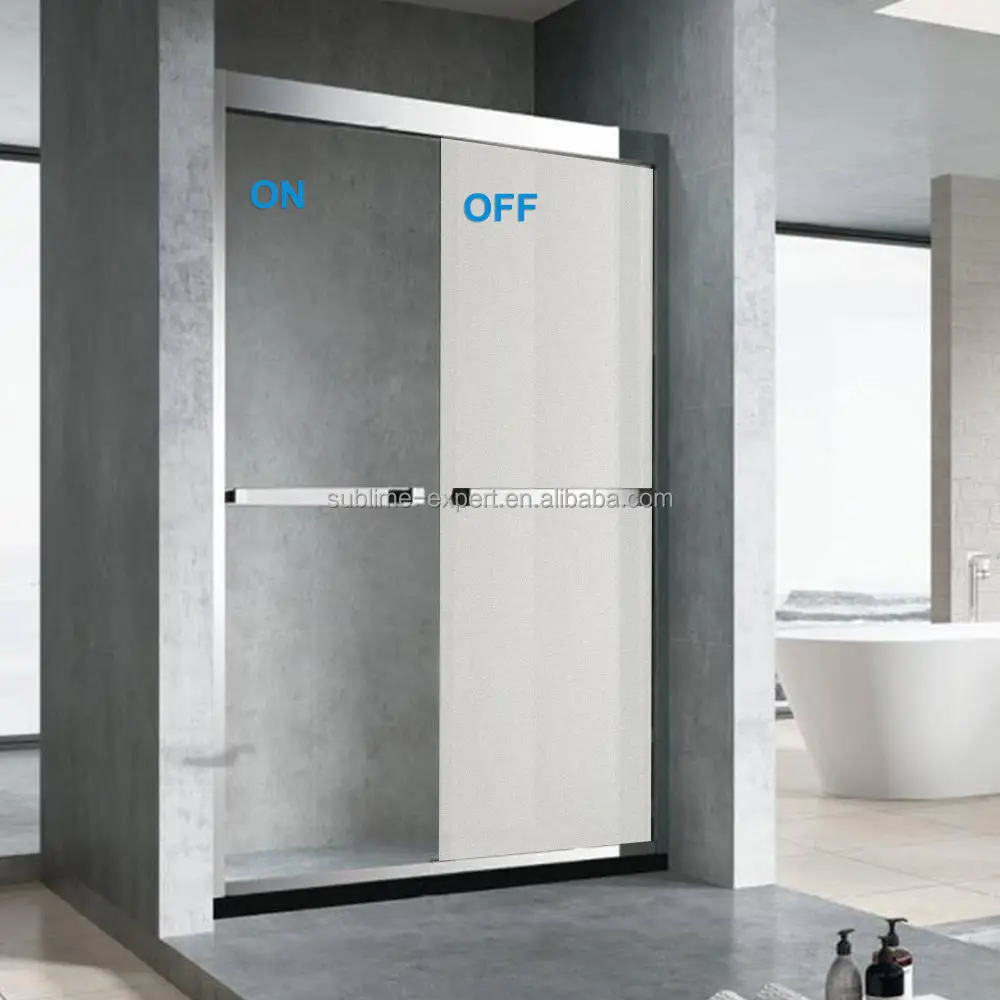 PDLC Smart Film For Glass Door Bathroom Shower Room With Frame Smart Home Switchable Hotel Privacy PDLC Smart Glass Film Door