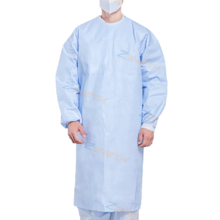 
65GSM Full Film 40g PP and 25PE Disposable Surgical Gown Ultrasonic Heat Sealing AAMI Level 4 ASTM GB Test 