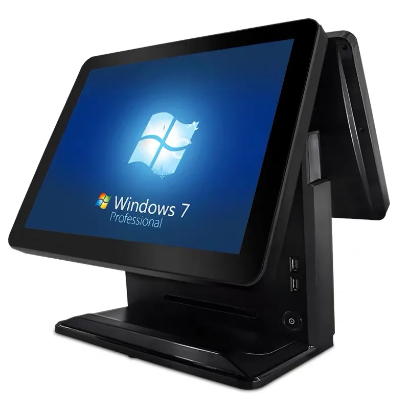 cheap window s Dual Screen Touch 15 Inch POS s All In One Pc with printer optional