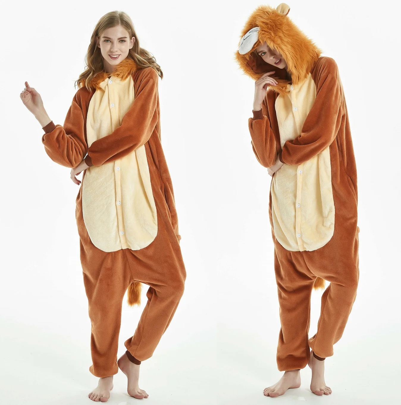 IN-STOCKED Retail Wholesale Animal Onesies  Christmas Pajamas Flannel Cartoon Costume Lion Adults Pajamas Manufacturers