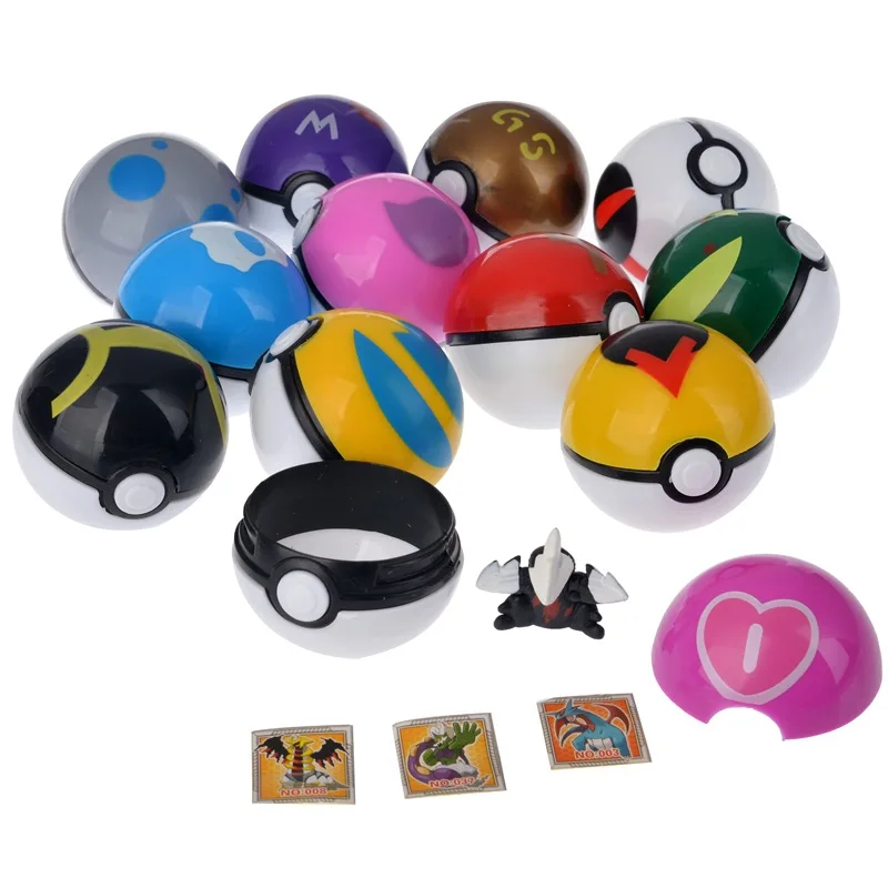 hot sale Pokemoned ball set 12pcs/set Pocket Monster Toys with Doll poke mon collection models for kids gift