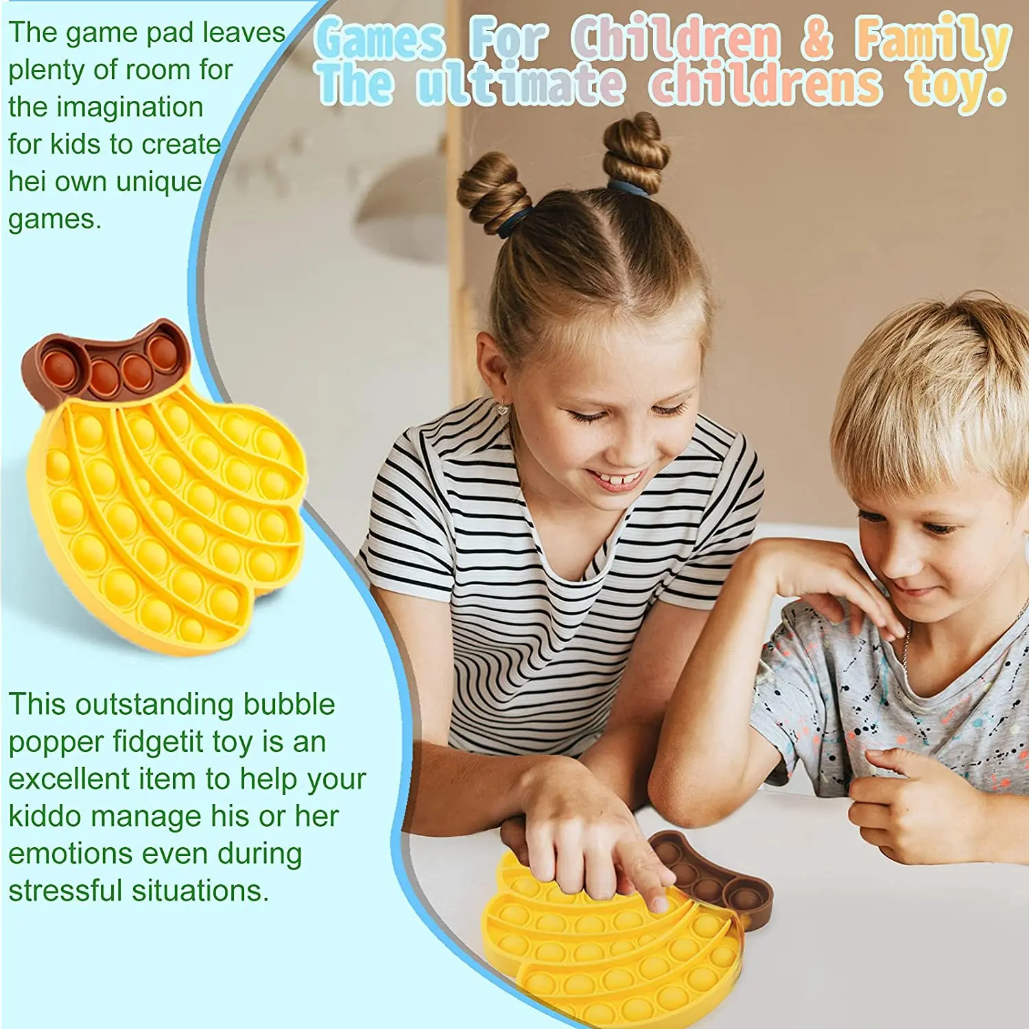 Banana Stress Relief Funny Bubble Kids Toys  Decompression Fidget Poppers Rainbow Silicone Push Pop Fidget Toy Bubble