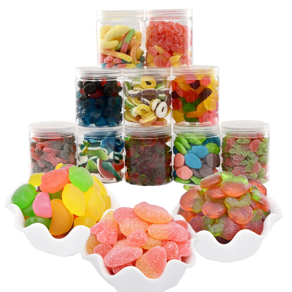 
Halal different shapes fruit flavor sweet sour soft candy gummy candies 