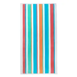 100% Combed Ring Spun Yarn dye Cotton Velour Classic Stripe Highly Absorbent Colorful Striped Beach, Pool and Bath Towel