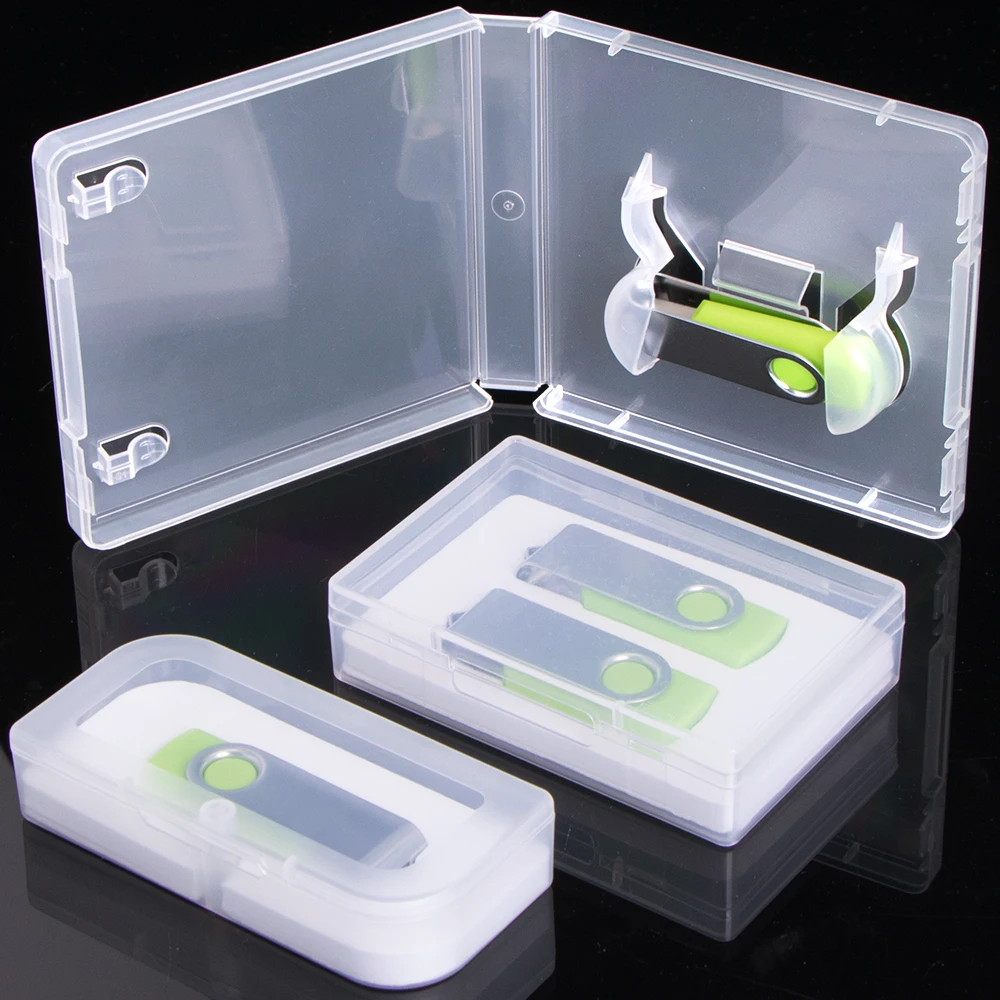 SUNSHING Clear Magnetic Plastic USB Box Flash Drive Storage Case USB Key Packaging Credit Card Case USB-Stick Holder