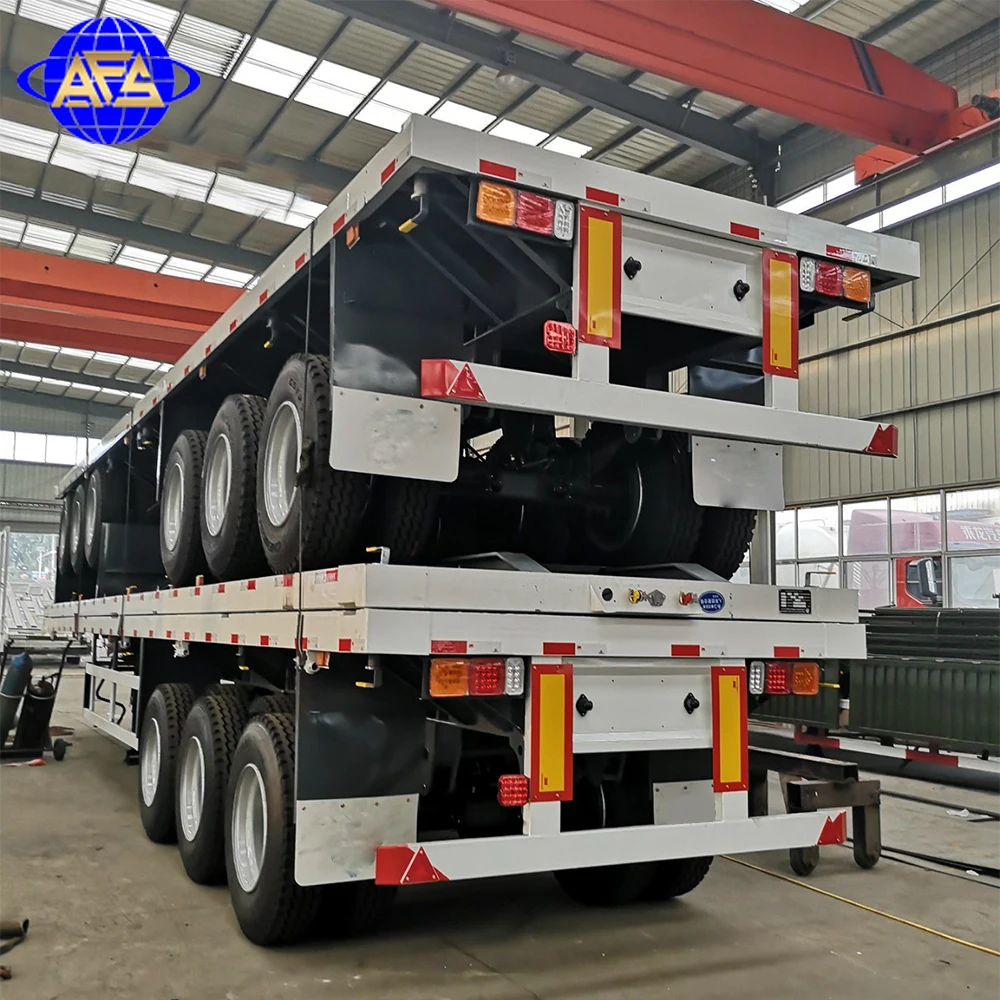 3 Axle 40ft Container Semi Trailer Chassis Car Trailers Flat Bed Container Flatbed Semi Trailer