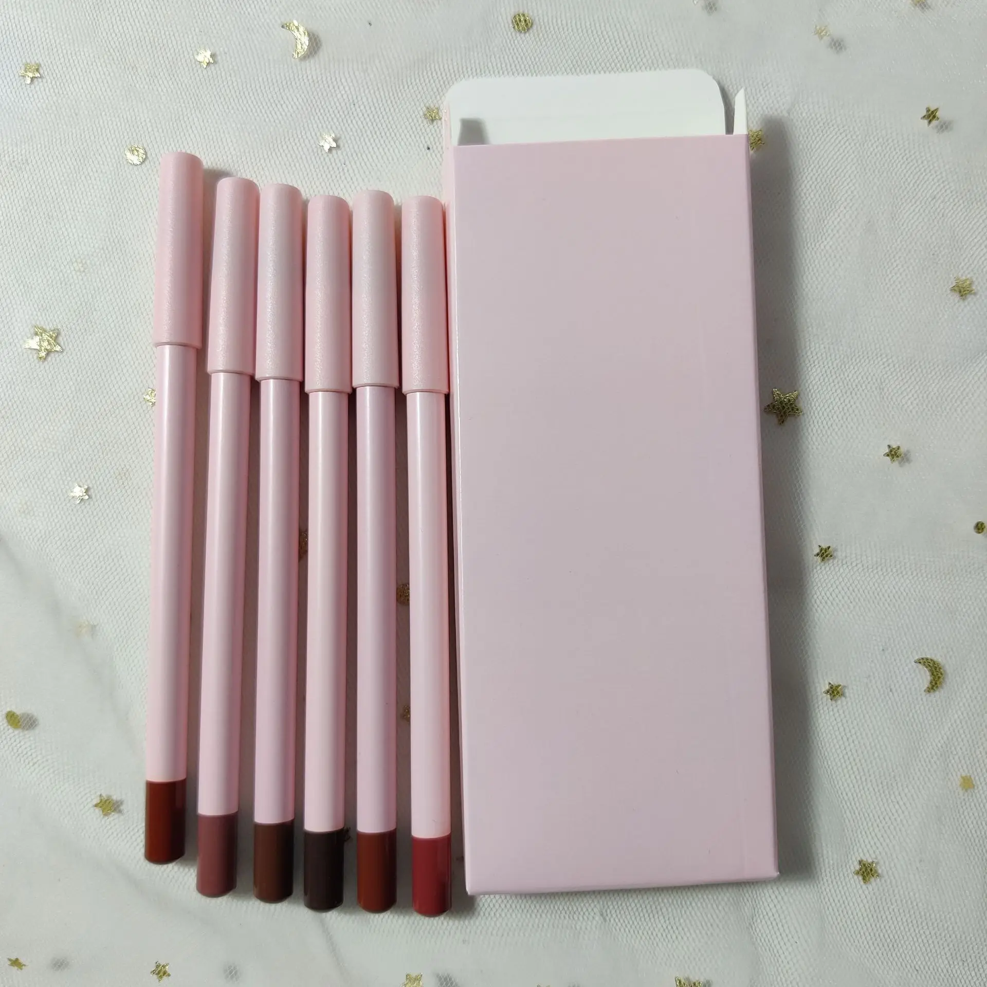 long lasting lip shape outline no logo 6 pcs a pack 24 color white and pink tubes lip liner pencil no logo makeup kits