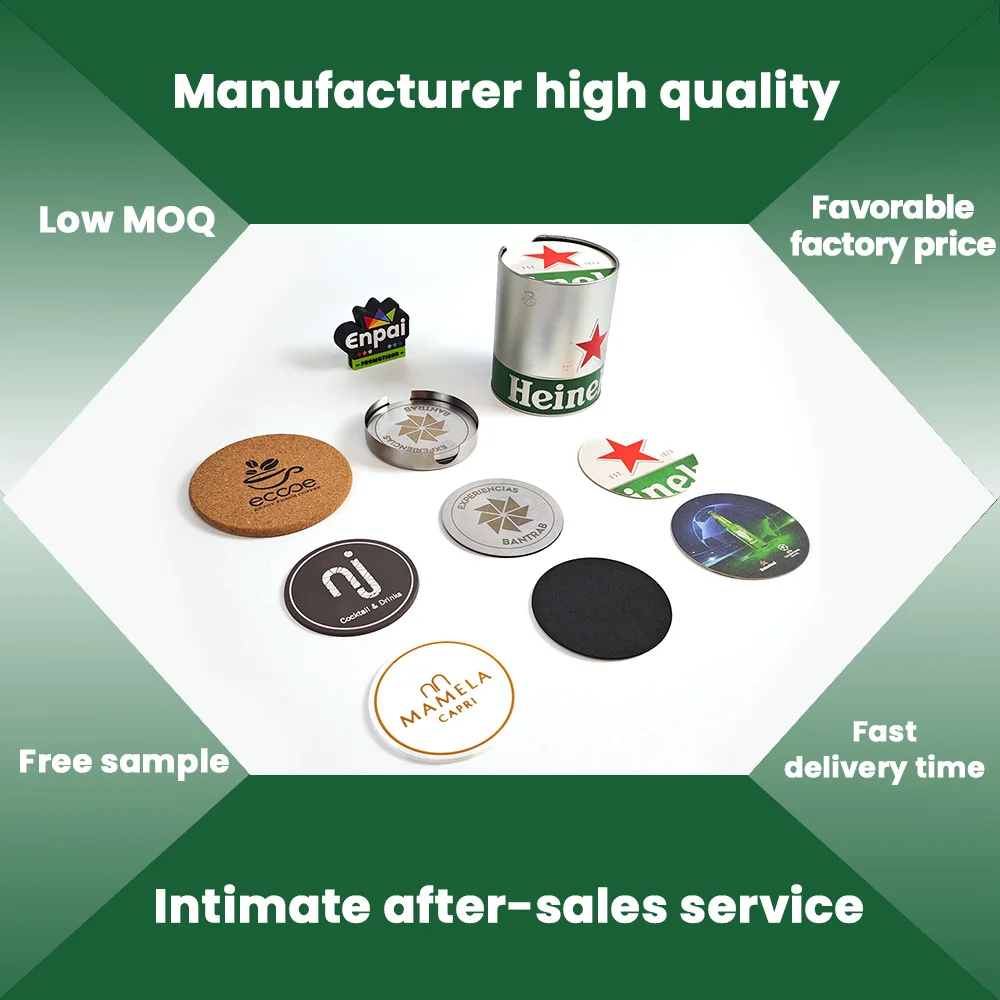 Promotional Custom logo Natural Wood Cup Mat coaster DIY Bamboo Eco-friendly square Round Wooden Coasters for Drinks Coffee Tea