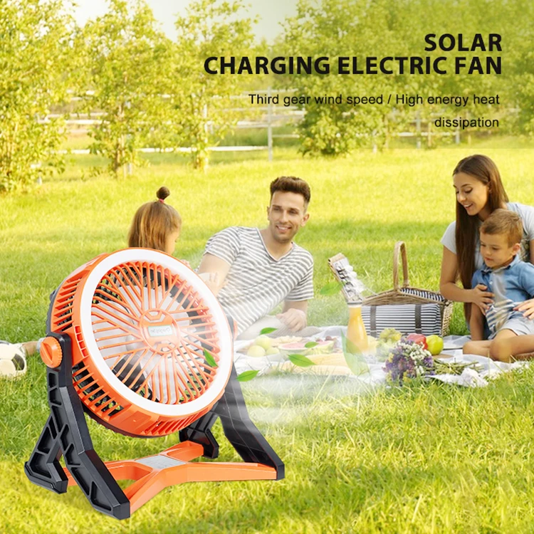 High Quality Lithium Battery 10 Inch Rechargeable Solar Powered Electric Fan With Solar Panel