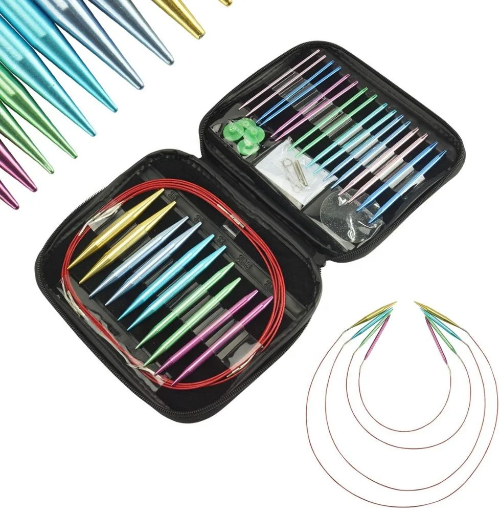 13 размеров, сменные спицы для вязания, набор алюминиевых круговых спиц для вязания