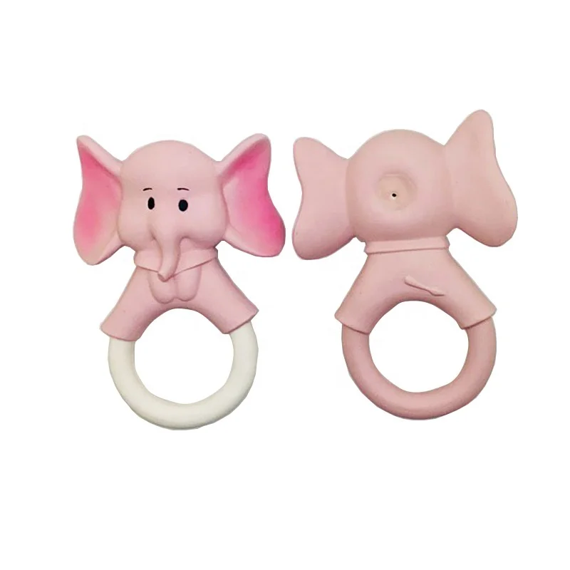 Мягкое Животное, с принтом в виде слона; Скругленный дизайн натурального каучука для режущихся зубиков Детские силиконовый Прорезыватель для зубов в форме звезды