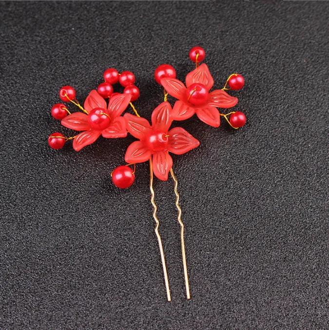Wedding headwear Frosted flower hair accessories Handmade pearl hairpins for brides