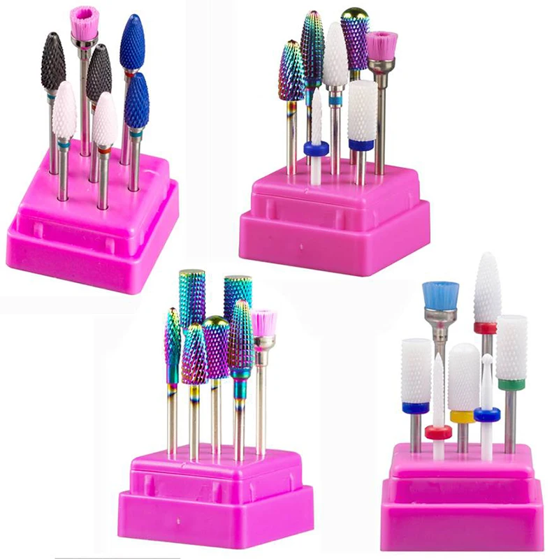 Professional Manicure Pedicure Tools Remove Cuticle Ceramic Carbide Nail Bits E-File Tungsten Nail Drill Bit Set