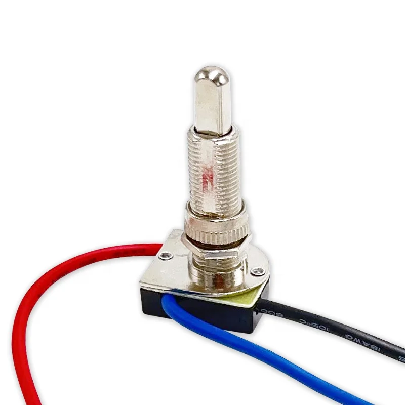 Hot New Products 3 WAY Push button Switches light  Tow Circuit 3A125V Metal Bushing with 6 Inch Wire Leads Stripped Ends