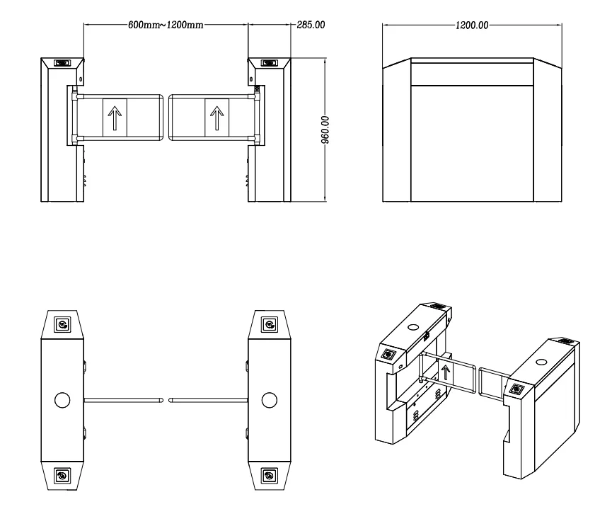 Access Control Swing Barrier Gate Auto Turnstile Electric Swing Entrance Control Supermarket Gate Security Swing Gate