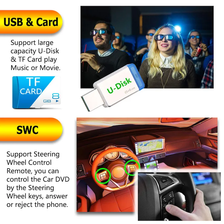 Car video Touch Screen 7 inch Bluetooth Free Calls Auto FM 32G Car DVD Player In-dash Stereo Car Video