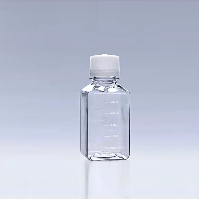 125ml 250ml 500ml 1000ml Laboratory PETG media reagent square plastic bottle for cell culture