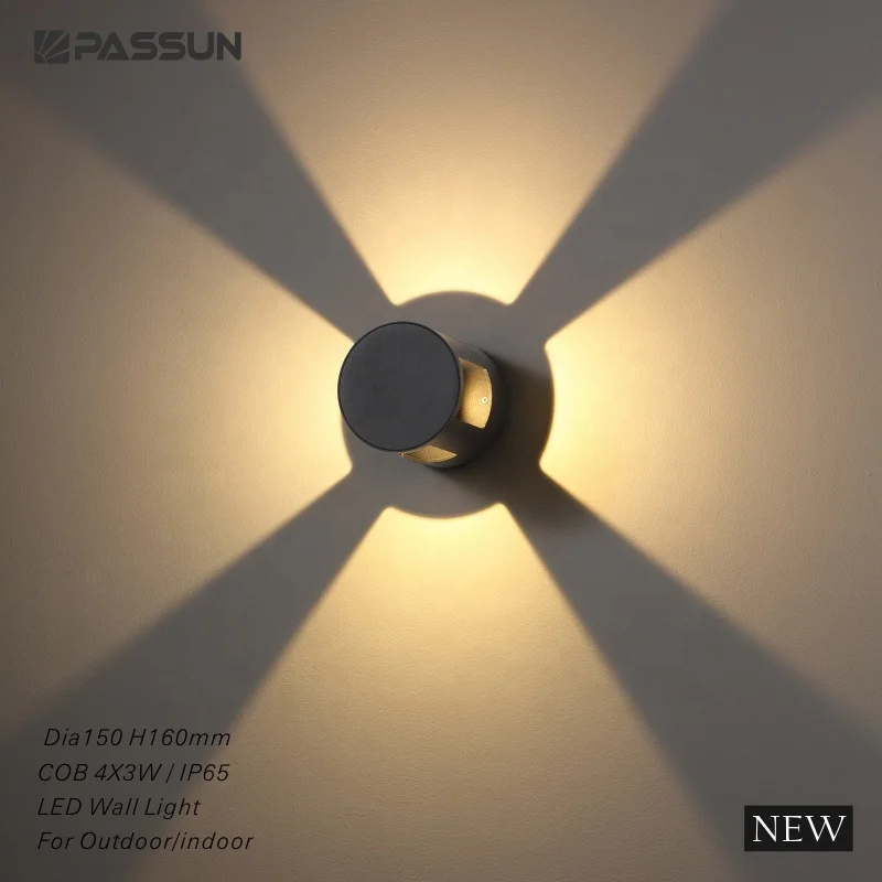 
LWA411-BK 60degree outdoor garden decorative 4 ways 4x3w aluminium painted black led outdoor wall lamps 