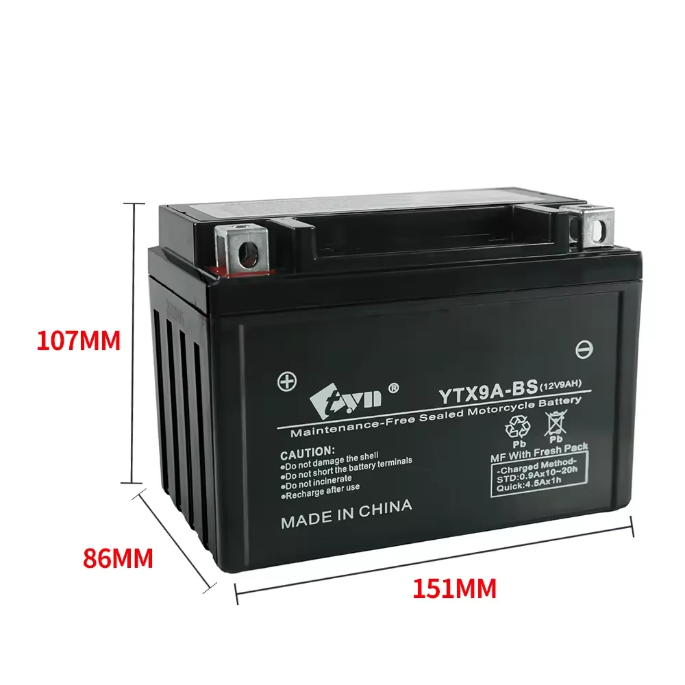 12N9-BS motorcycle battery for motorcycles.
