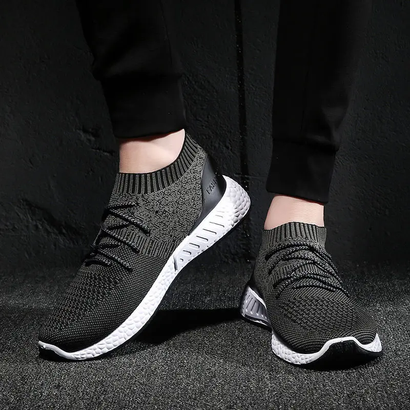 Wangdu County Sheakers Manufacturer High Ankle Knit Textile Casual Mens Shoes