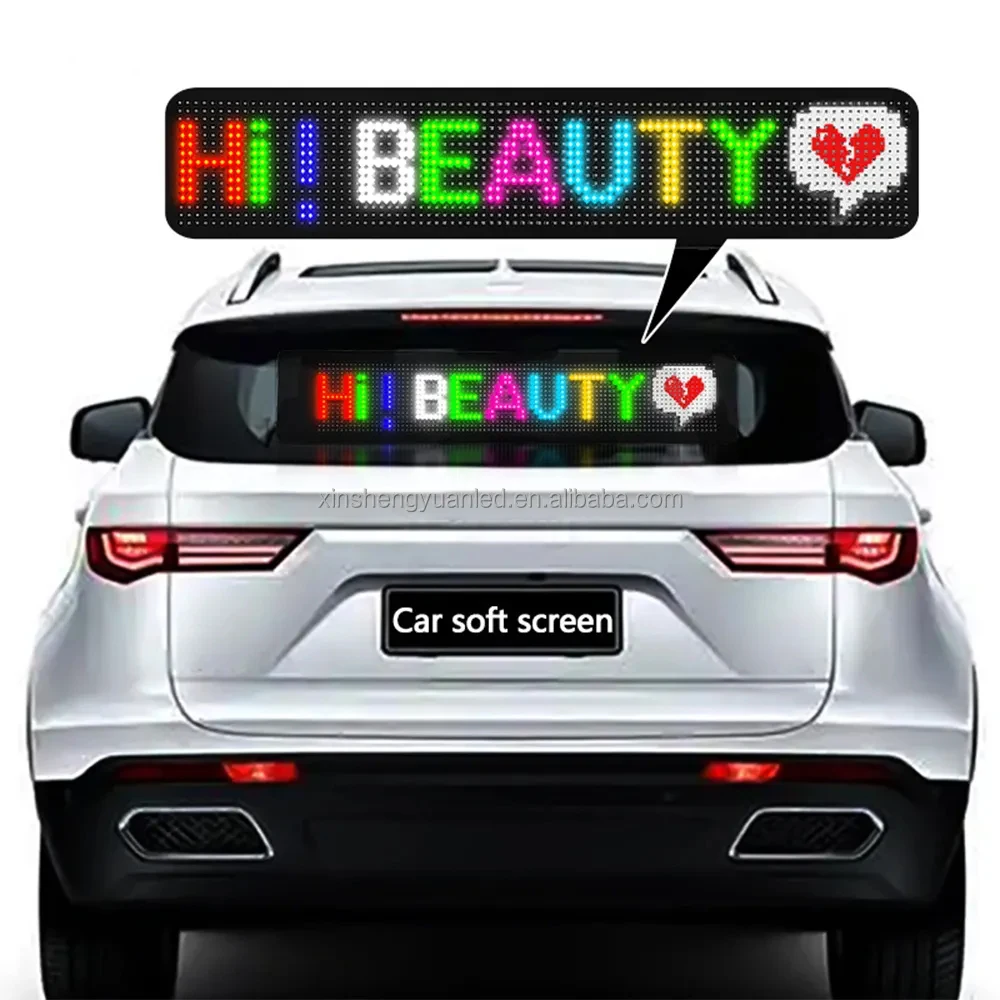 Taxi Led Flexible Display App Controlled Advertising Screen Car Rear Window Led Soft Screen Full-Color Subtitle Scrolling Screen