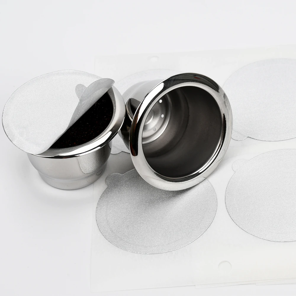 Многоразовые капсулы Nespresso с крышками из фольги 100-многоразовые кофейные подставки нержавеющей стали для
