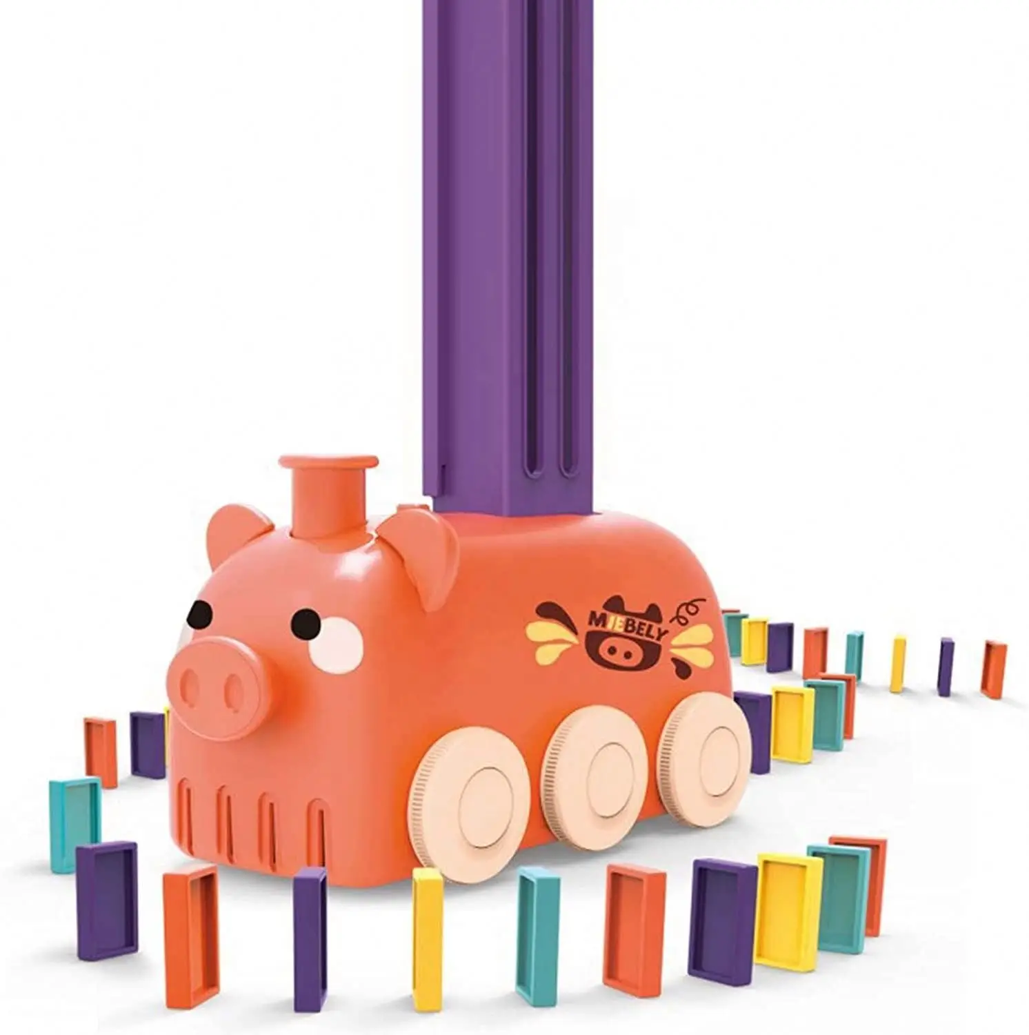 Self-Laying Electric Quickly Build Stacks Locomotive Automatic Domino Trains Building Blocks for Kids Toys with Light and Sound